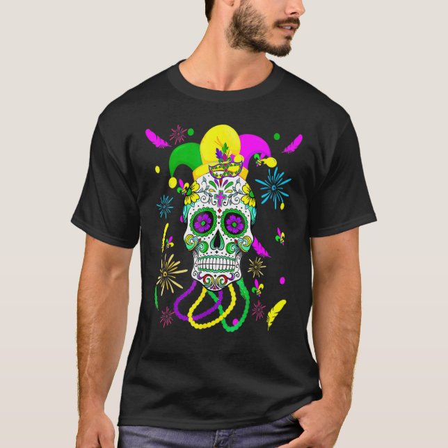 Camiseta Máscara de carnaval de cráneo de azúcar Gorra Mard (Anverso)