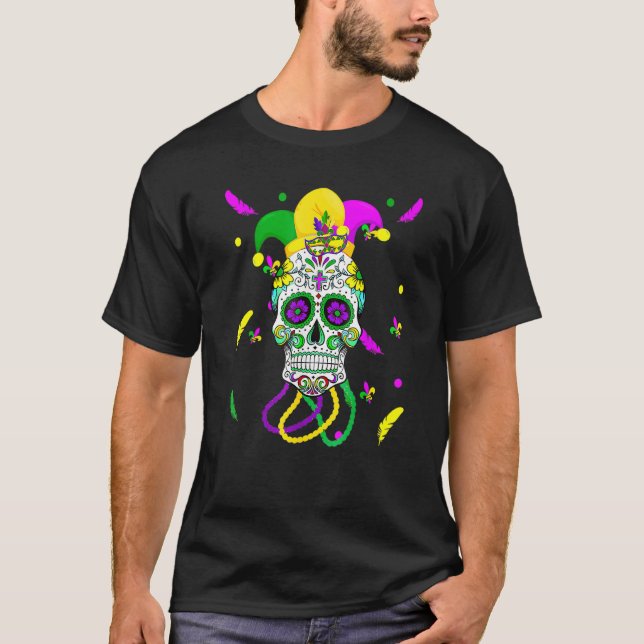 Camiseta Máscara de carnaval de cráneo de azúcar Gorra Mard (Anverso)