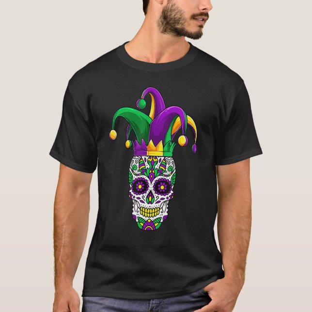 Camiseta Máscara de carnaval de cráneo de azúcar Gorra Mard (Anverso)