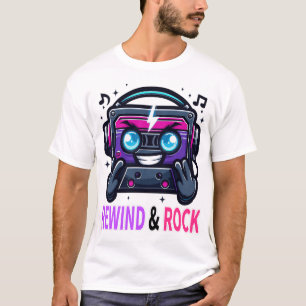 Camiseta Máscara de casete retro cyberpunk de los 80 Rebobi