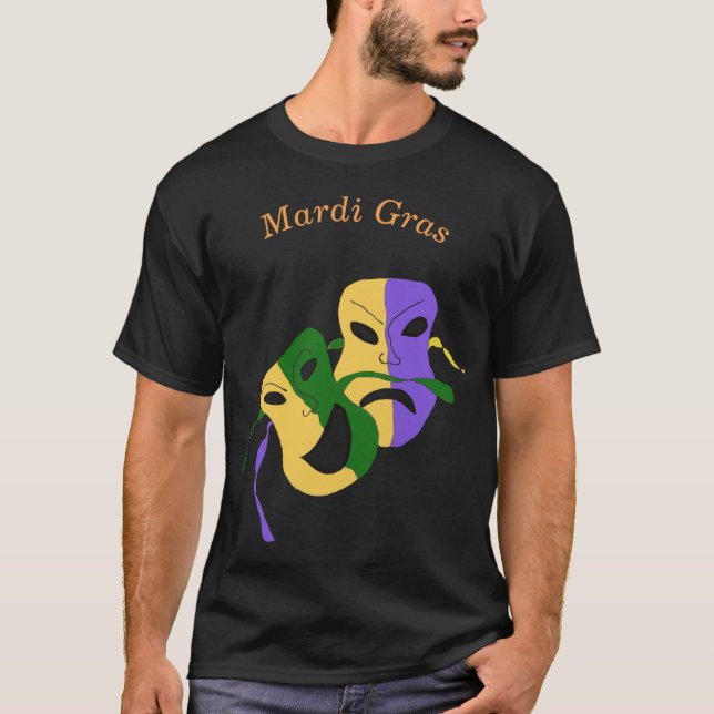 Camiseta Máscara de comedia de la tragedia de Mardi Gras (Anverso)