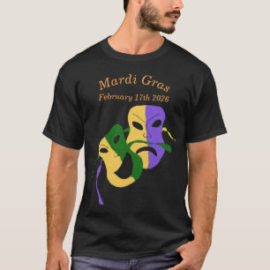 Camiseta Máscara de Comedia Trágica de Mardi Gras