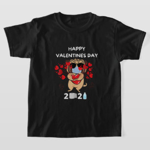Camiseta Máscara de corazón de pug lindo feliz Día de San V