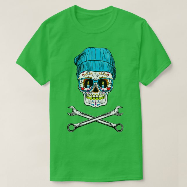 Camiseta Máscara de cráneo de ciclismo con travesaños de ve (Diseño del anverso)