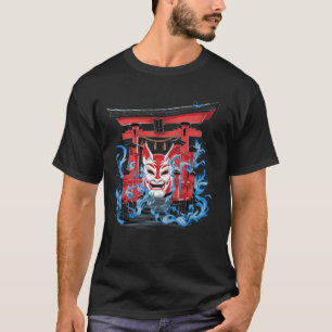 Camiseta Máscara de Demonio Oni japonesa tradicional con pu