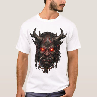 Camiseta Máscara de Demonio Oni Oscuro Arte de Fantasía y T