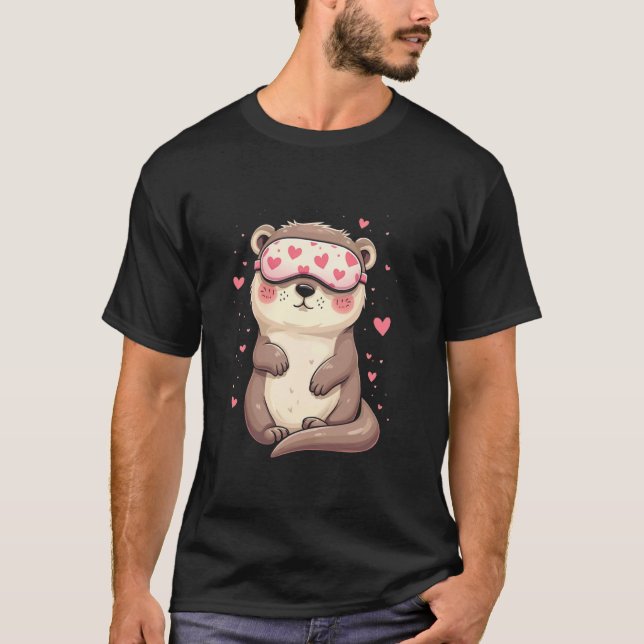 Camiseta Máscara de dormir de nutria corazón (Anverso)