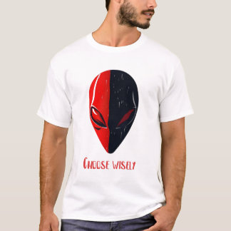 Camiseta Máscara de Dualidad – Cara Minimalista Roja y Negr