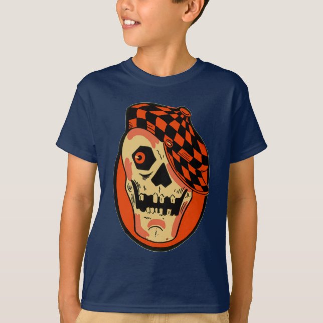 Camiseta Máscara de esqueleto vintage de Halloween (Anverso)