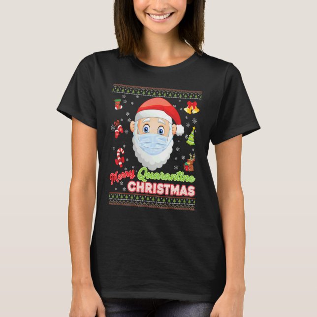 Camiseta Máscara De Feliz Cristo Máscara Santa Elf Navidade (Anverso)