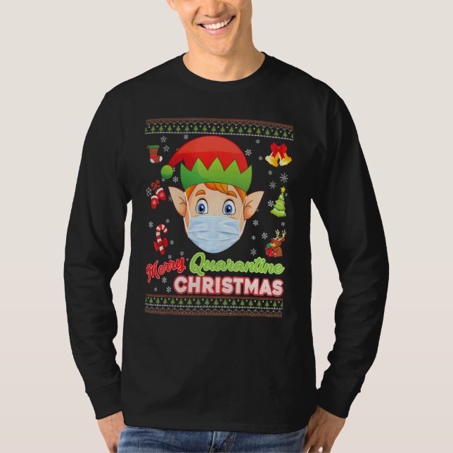 Camiseta Máscara De Feliz Cristo Máscara Santa Elf Navidade (Anverso)