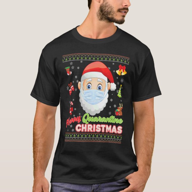 Camiseta Máscara De Feliz Cristo Máscara Santa Elf Navidade (Anverso)