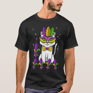Camiseta Máscara de Fiesta de Disfraz de Gato Mardi Gras Pú