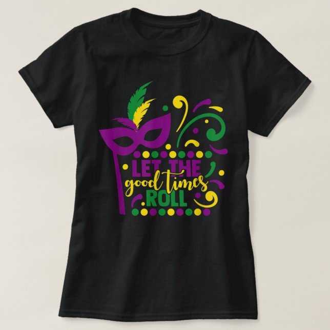 Camiseta Máscara de Fiesta de la Mascarada de Mardi Gras Qu (Diseño del anverso)
