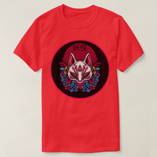 Camiseta Máscara de Fox Kitsune de Japón (Diseño del anverso)