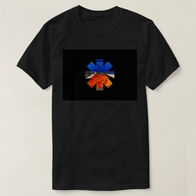 Camiseta Máscara de fuego azul caliente rojo (Diseño del anverso)