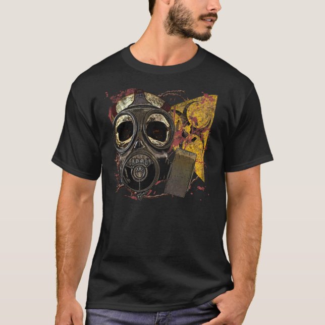 Camiseta Máscara de gas Calavera Biopeligro (Anverso)