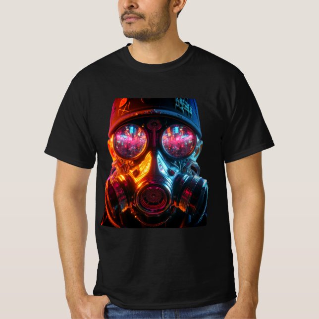 Camiseta máscara de gas ciberpunk (Anverso)