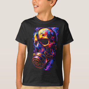 Camiseta Máscara de Gas de Cráneo Psicodélico Remolino de F