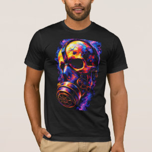Camiseta Máscara de Gas de Cráneo Psicodélico Remolino de F