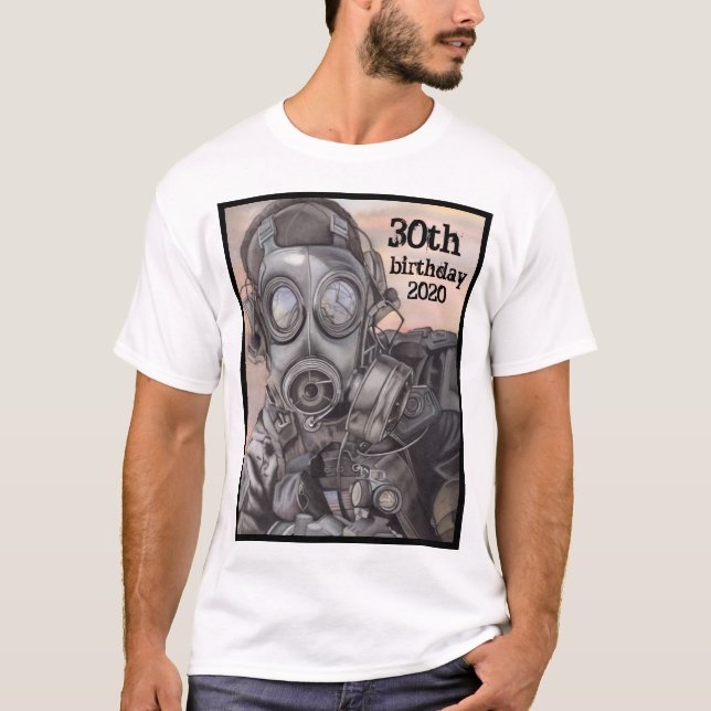 Camiseta Máscara de gas de cumpleaños personalizada (Anverso)