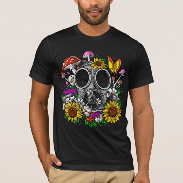 Camiseta Máscara de gas de flores (Anverso)