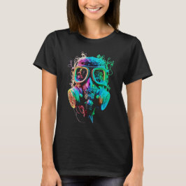 Camiseta Máscara de Gas de Neón: Arte Caótico Vibrante
