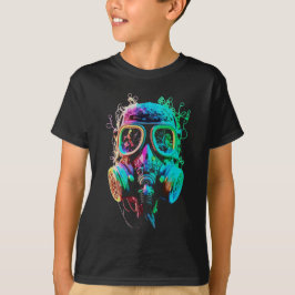 Camiseta Máscara de Gas de Neón: Arte de Caos Vibrante