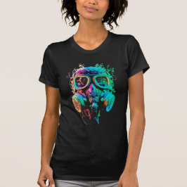 Camiseta Máscara de Gas de Neón: Arte de Caos Vibrante
