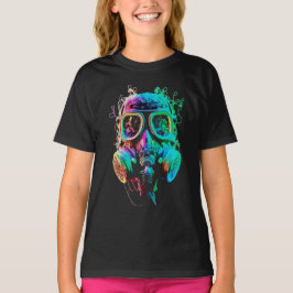 Camiseta Máscara de Gas de Neón: Arte de Caos Vibrante