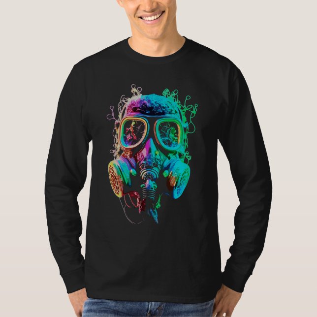 Camiseta Máscara de gas neón: arte del caos vibrante (Anverso)