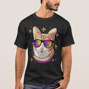 Camiseta Máscara De Gato Mardi Gras New Orleans Con Gafas D