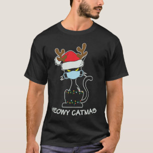 Camiseta Máscara de gato negro de Santa Meowy Catmas Navida