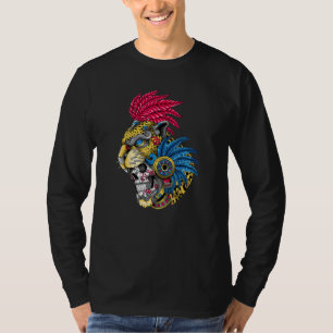 Camiseta Máscara de Guerrero Jaguar de Cráneo Azteca Mitolo