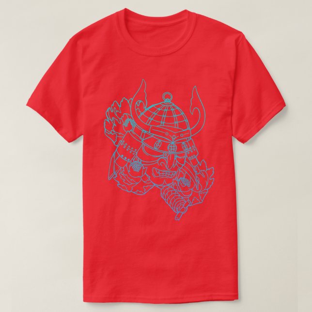 Camiseta Máscara de guerrero samurai, máscara de Hannya Oni (Diseño del anverso)