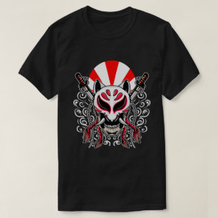 Camiseta Máscara de Kitsune con Katanas cruzadas