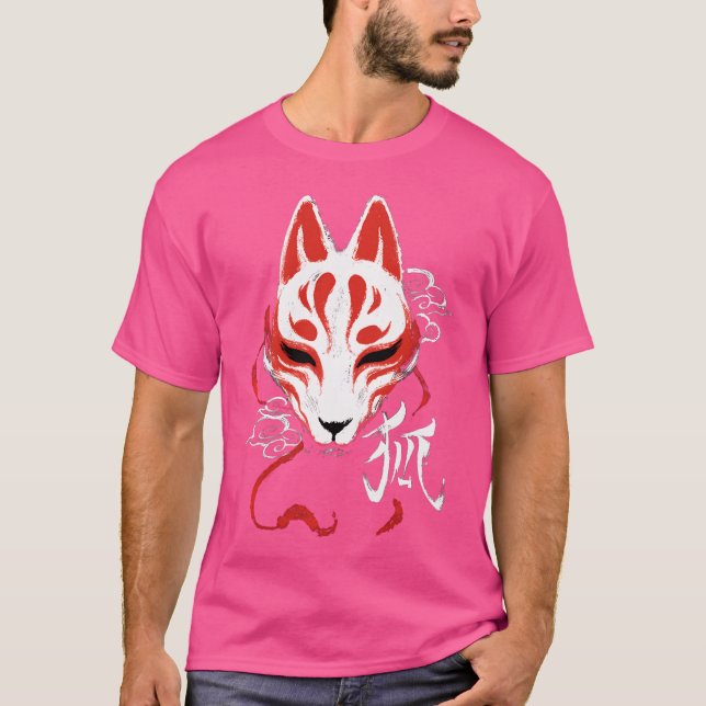 Camiseta Máscara de Kitsune Fox de espíritu blanco japonés  (Anverso)