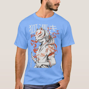 Camiseta Máscara de Kitsune, guerrero y Chica japonés