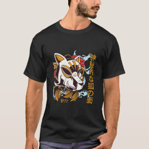 Camiseta Máscara de Kitsune Hombres Negro