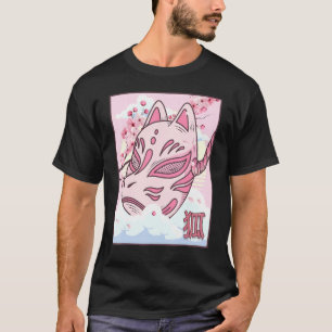 Camiseta Máscara de Kitsune japonés estética Fox Mask Cherr