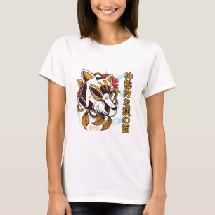 Camiseta Máscara de Kitsune Mujeres Blancas