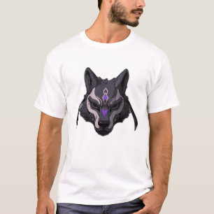 Camiseta Máscara de Lobo Anime negra y púrpura