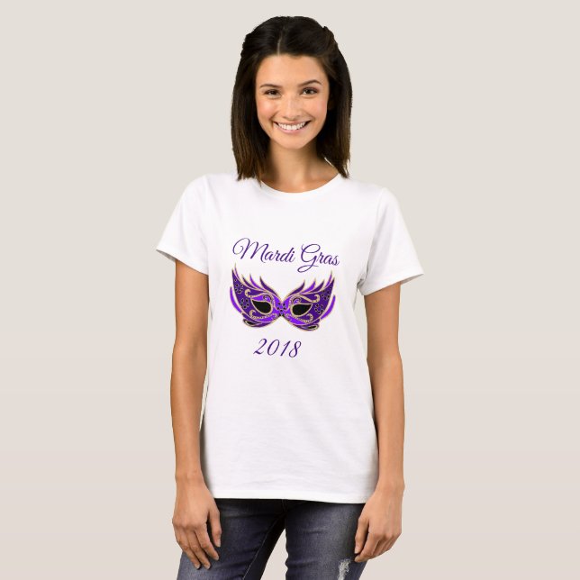 Camiseta Máscara de Mardi Gras 2018 (Anverso completo)