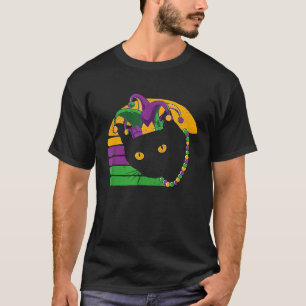 Camiseta Máscara de Mardi Gras de Gato Negro Nueva Orleans