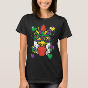 Camiseta Máscara de Mardi Gras de Pollo Ropa de Granja Homb