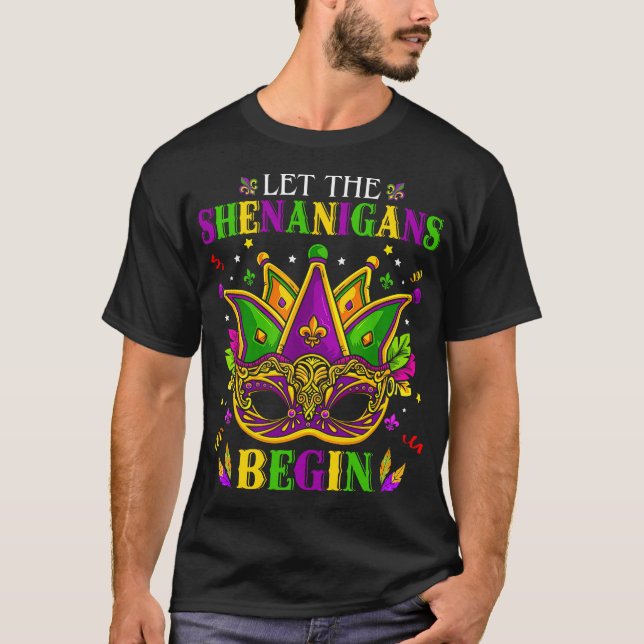 Camiseta Máscara De Mardi Gras Que Los Shenanigans Empiecen (Anverso)