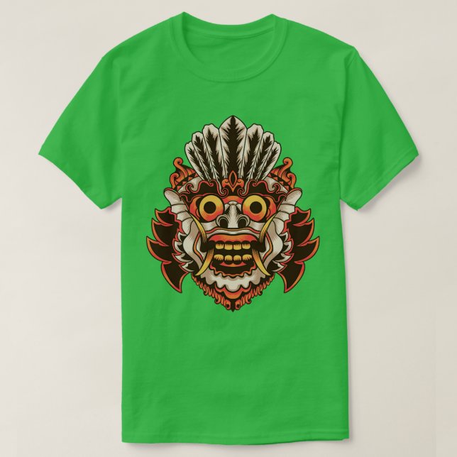 Camiseta Máscara de Monstruo de Bali Barong (Diseño del anverso)