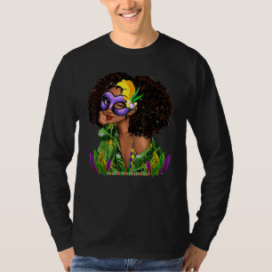 Camiseta Máscara de Ojo Guiñado de Mujer Negra Pelo Rizado 