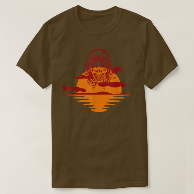 Camiseta Máscara de Oni japonesa samurai con vistas a la pu (Diseño del anverso)