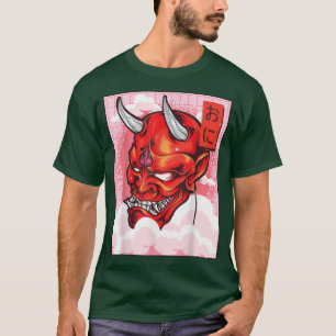Camiseta Máscara de Oni Mask Demon Mask Yokai Kawaii Japoné